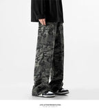 Camouflage Tooling Jeans Autumn New High Street Retro Loose Straight Wide Leg Baggy Trousers Cargo Pants Men Low Rise Jeans