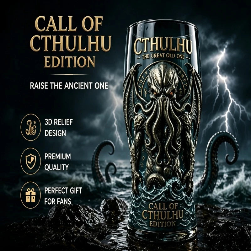 Cthulhu Deep Sea Monster Glass Mug, Gothic Fantasy Whiskey Cup, Barware for Beer Water Cocktail Collectible Decor Ornaments