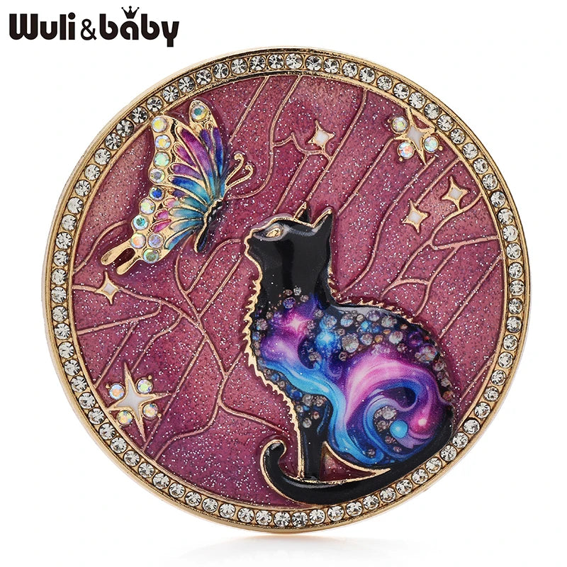 PENDRA Fluttering Cat Butterfly Enamel Brooch