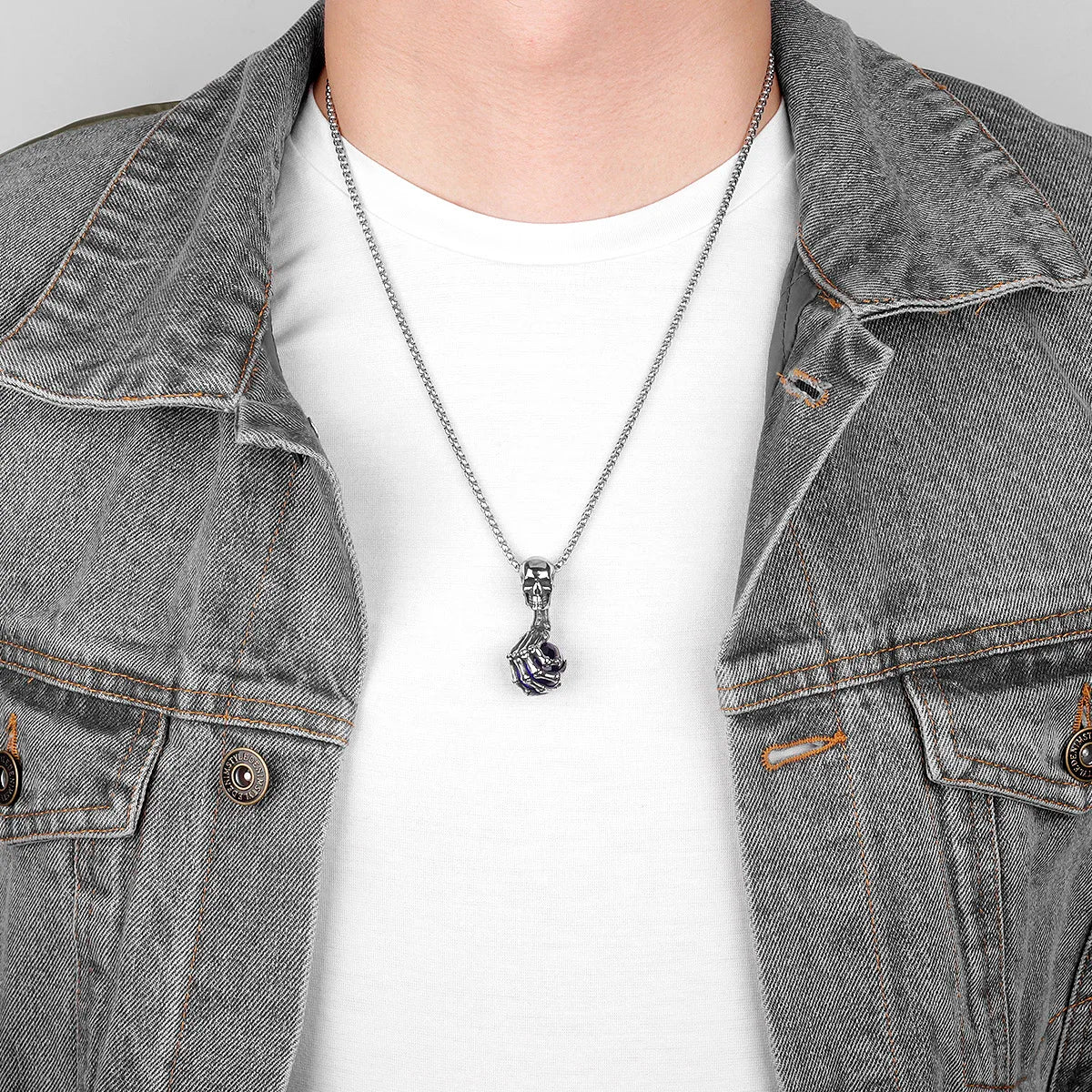 PENDRA Skull Claw Beads Steel Necklace