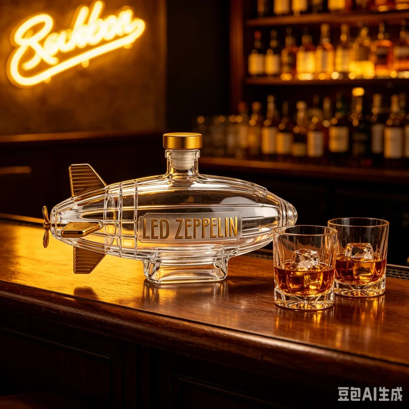 Led Zeppelin Airship Glass Decanter Creative Whiskey Bottle Rock Band Inspired Home Bar Ornament Collector Gift