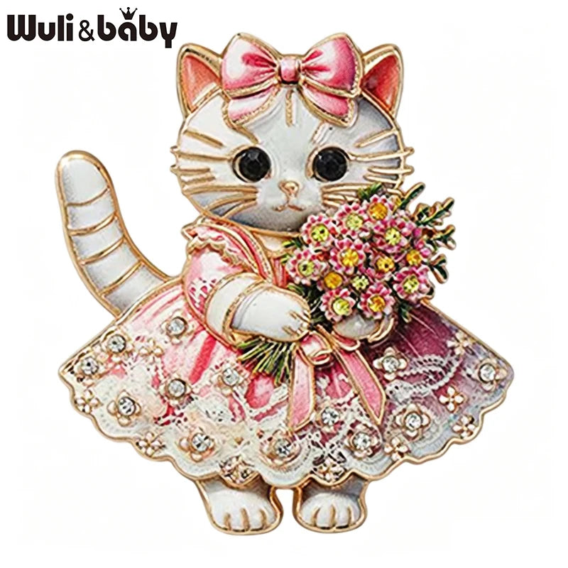 PENDRA Floral Cat Dress Brooch