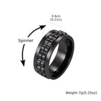 Gear Chain Rotating Spinning Ring for Men,Punk Stainless Steel Anti Stress Ring Gift