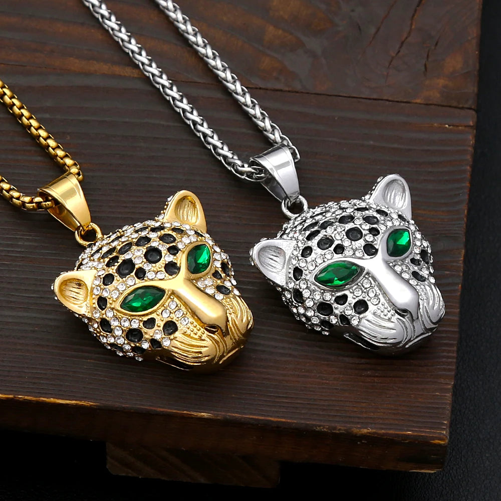 PENDRA Leopardcrest Stainless Steel Leopard Head Pendant