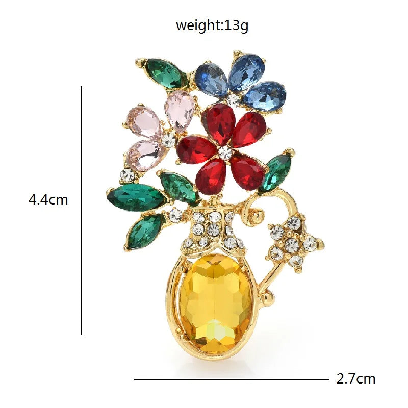 PENDRA Vaseflora Flowers in Vase Brooch