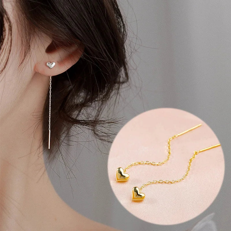 VENTFILLE Silver Drop Earrings for Women Long Tassel Box Chain Earrings Sweet Jewelry Dropshipping