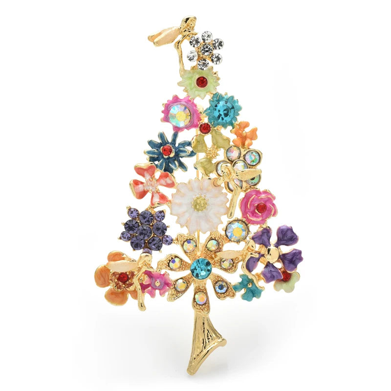PENDRA Floratree Multicolor Enamel Flower Tree Brooch