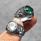 PENDRA Gems Carving Rock Steel Ring
