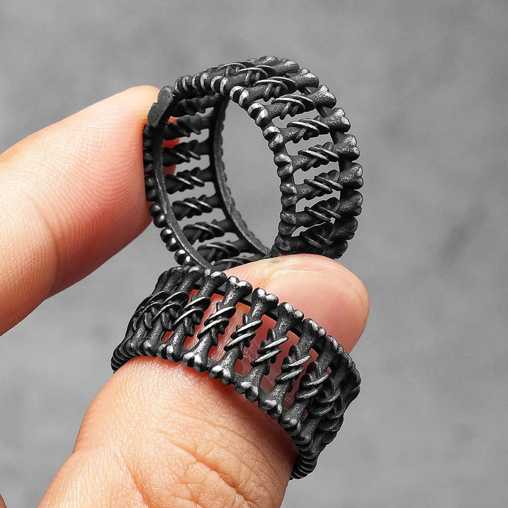 PENDRA Bone Rock Minimalism Steel Ring