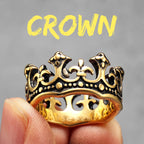 Aesthetic Crown Men Rings Stainless Steel Punk Rock Vintage Cool Stuff Fashion Jewelry Accessories For Women Gift Wholesale