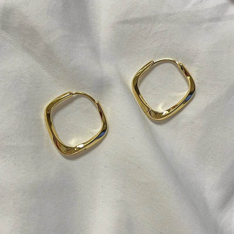 PENDRA Geometry 925 Sterling Silver Hoop Earrings