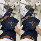 PENDRA Letter Embroidery High Waist Straight Jeans