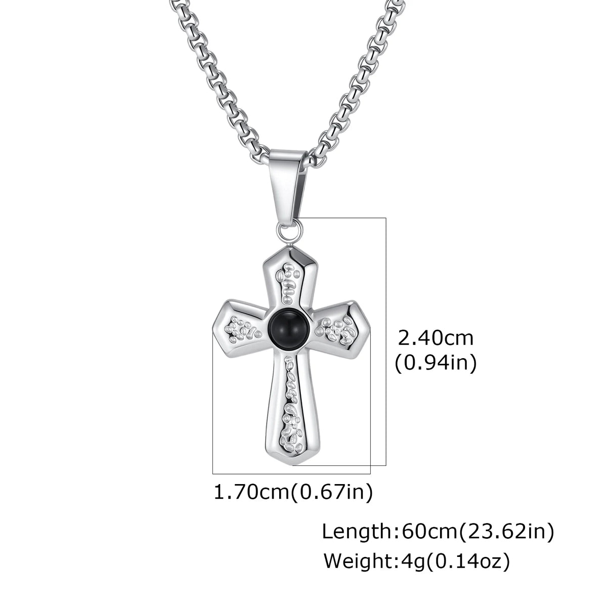 Stylish Black Natural Stone Cross Pendant Neckalce for Men,Stainless Steel Gothic Black Onyx Cross Charm Necklace Jewelry Gift