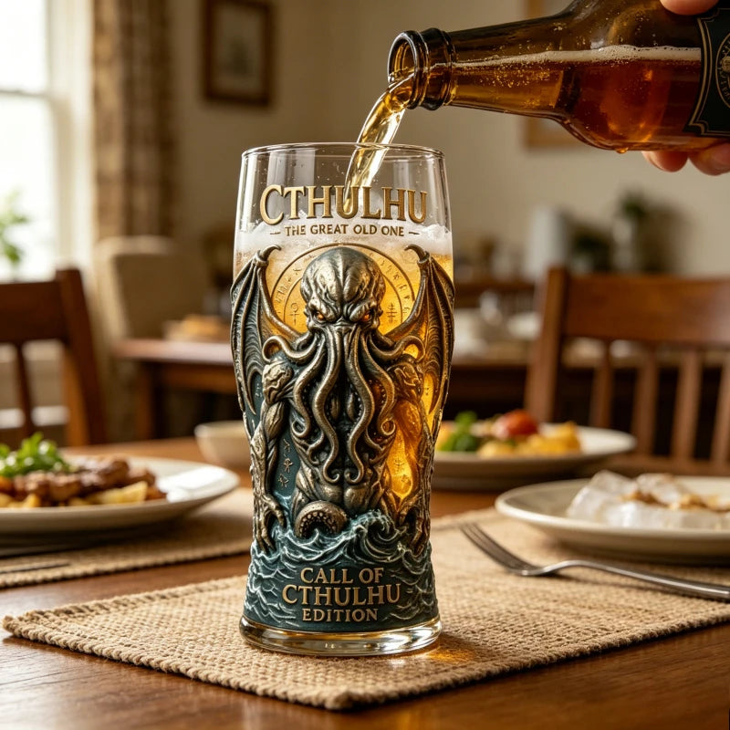 Cthulhu Deep Sea Monster Glass Mug, Gothic Fantasy Whiskey Cup, Barware for Beer Water Cocktail Collectible Decor Ornaments