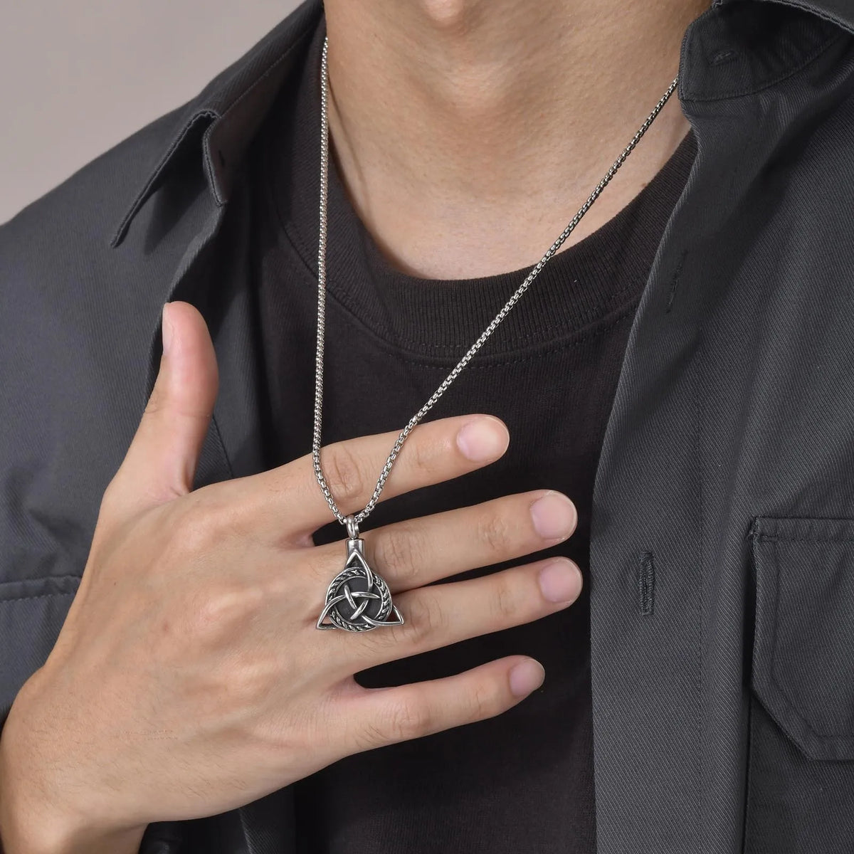 Mens Urn Necklaces for Ashes,Stainless Steel Tribal Celtic Knot Memorial Cremation Pendant,Bereavement Keepsakes Jewelry