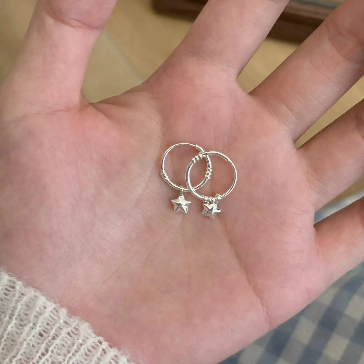 VENTFILLE 925 Sterling Silver Earring for Women Ear Plain Ring Sweet Star Versatile Daily Jewelry Gift Dropshipping