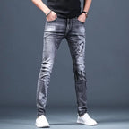 PENDRA Denim Cotton Printed Trousers