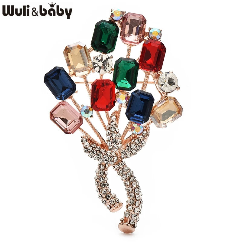 PENDRA Bouquetelle Crystal Flower Bouquet Brooch