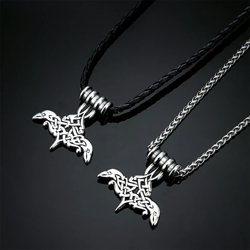 PENDRA Crow Rune Celtic Necklace