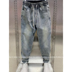 Spring Autumn New Kpop Loose Casual Men's Jeans Pants High-end Brand Loose Straight Pants Elastic Harlan Casual Trendy Dad Jeans