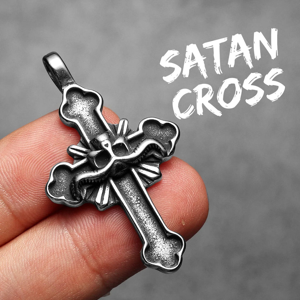 Satan Cross Men Necklaces Stainless Steel Pendant Chain Women Fashion Jewelry Punk Amulets New In Accessories Gifts Wholesale