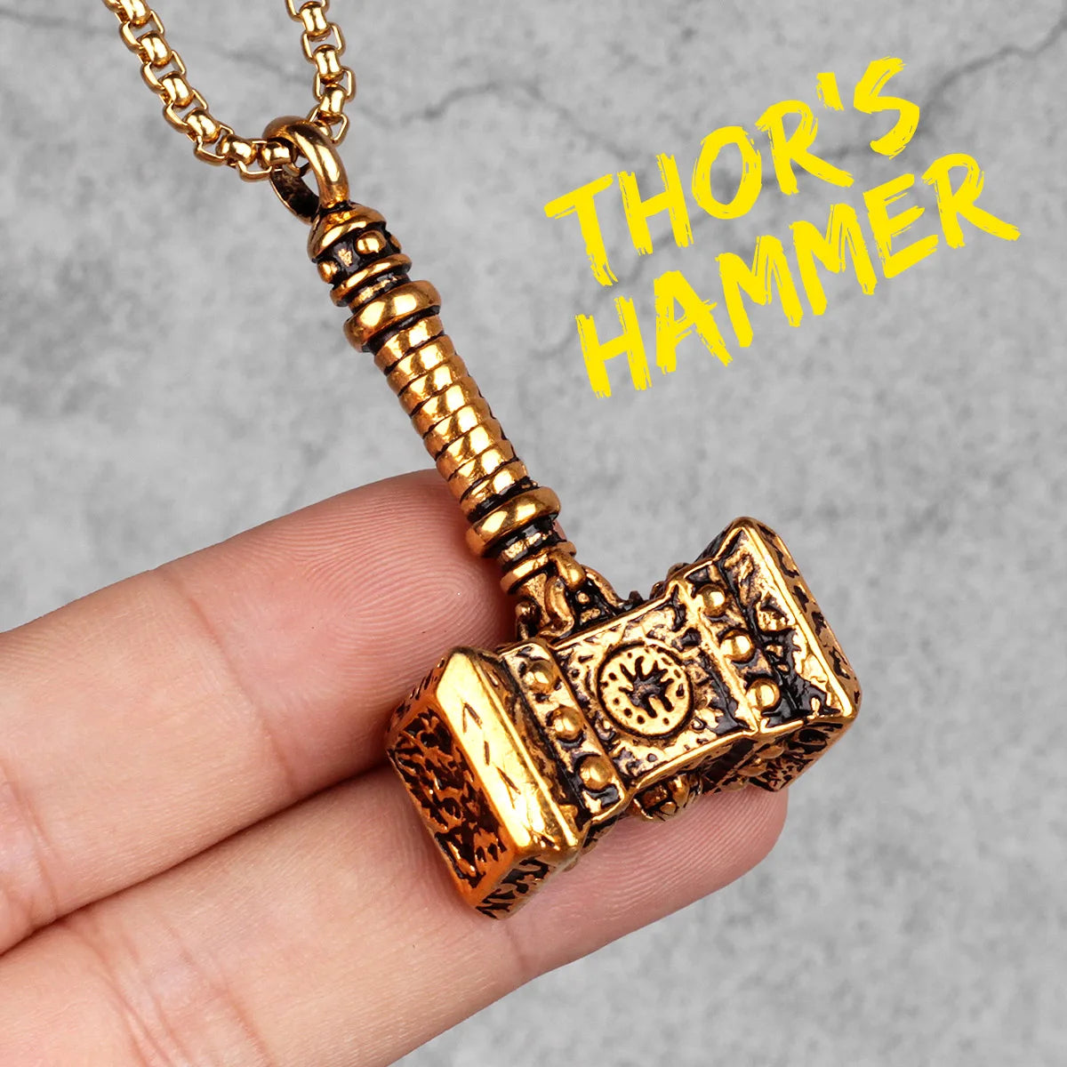PENDRA Thor's Hammer Steel Necklace