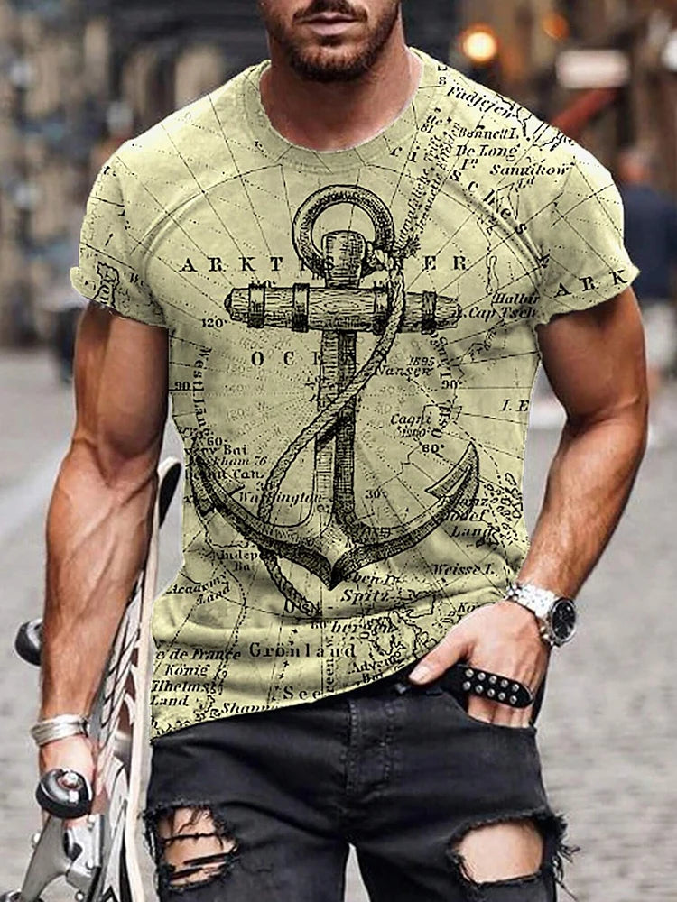 Summer Casual Everyday Men's T-shirt Outdoor Street Fashion Short-sleeved Top Father's Day Gift Monogram Printed Men's T-shirt