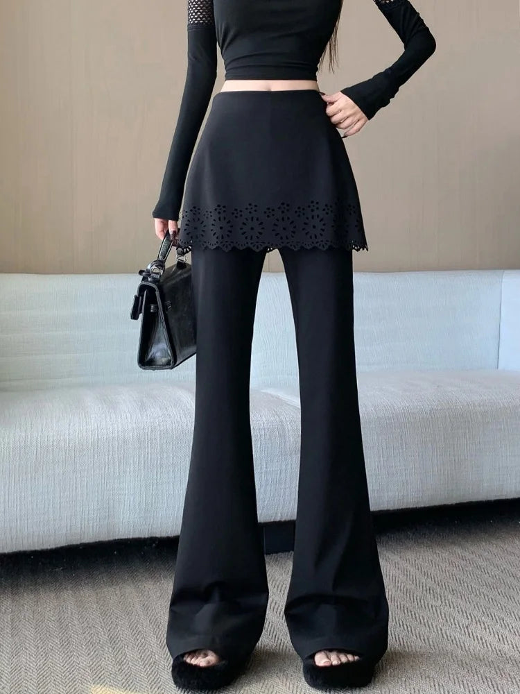 PENDRA Black Micro Flared Pants