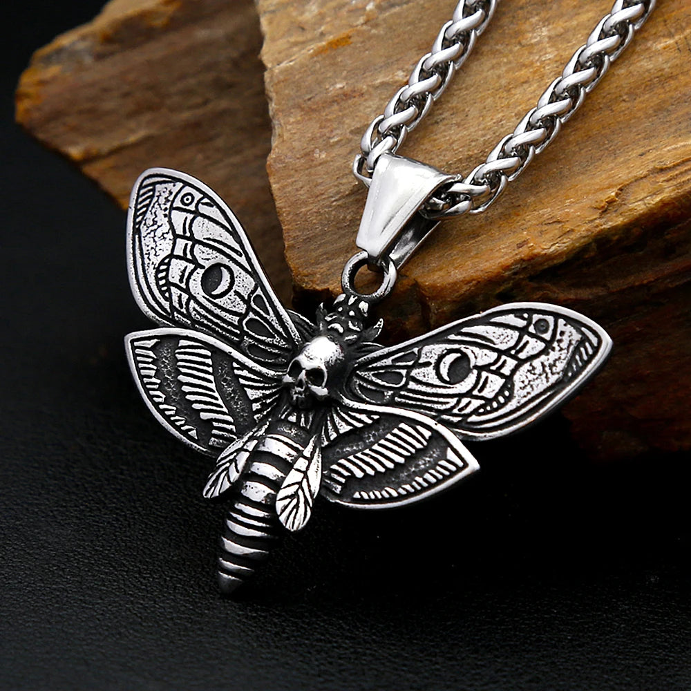 PENDRA Deathmoth Gothic Death Head Moth Necklace