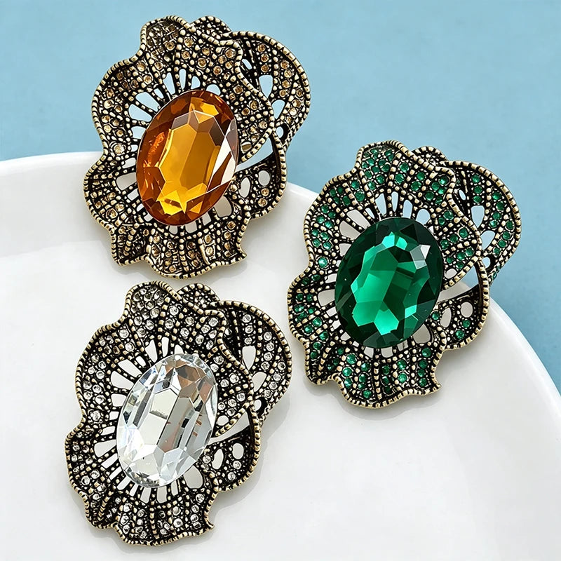 PENDRA Crystelle Vintage Crystal Flower Brooch