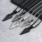 Vintage Viking Triangular Spearhead Necklace for Men,Stainless Steel Casting Triangular Arrow Pendant,Talisman Jewelry Gift