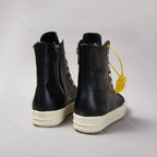 PENDRA Obsidian Zip Black Leather High-Top Zip Thick-Sole Platform Ankle Boots