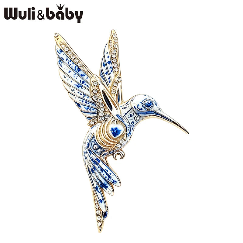 PENDRA Gemwing Rhinestone Hummingbird Brooch