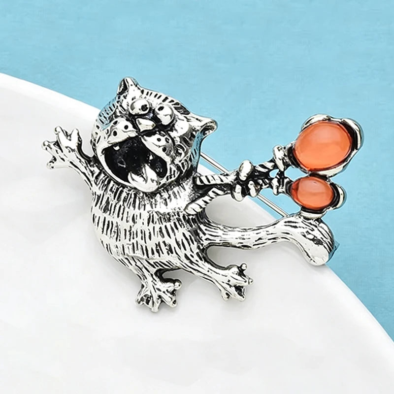 Wuli&baby Lovely Taking Balloon Flying Cat Brooches 2-color Metal Animal Pets Brooch For Women's Clothes Backpack Pins Gifts