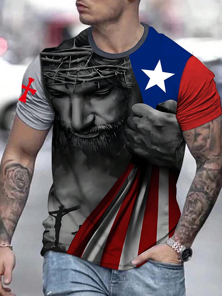 PENDRA Sports Jesus Print T-Shirt