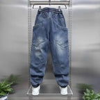 2026 Luxury Man Clothing Brands Men's New Retro Washed Elastic Jeans Summer Trendy Brand Harlan Pants Tied Feet Casual Trousers
