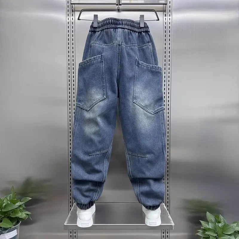 2026 Luxury Man Clothing Brands Men's New Retro Washed Elastic Jeans Summer Trendy Brand Harlan Pants Tied Feet Casual Trousers