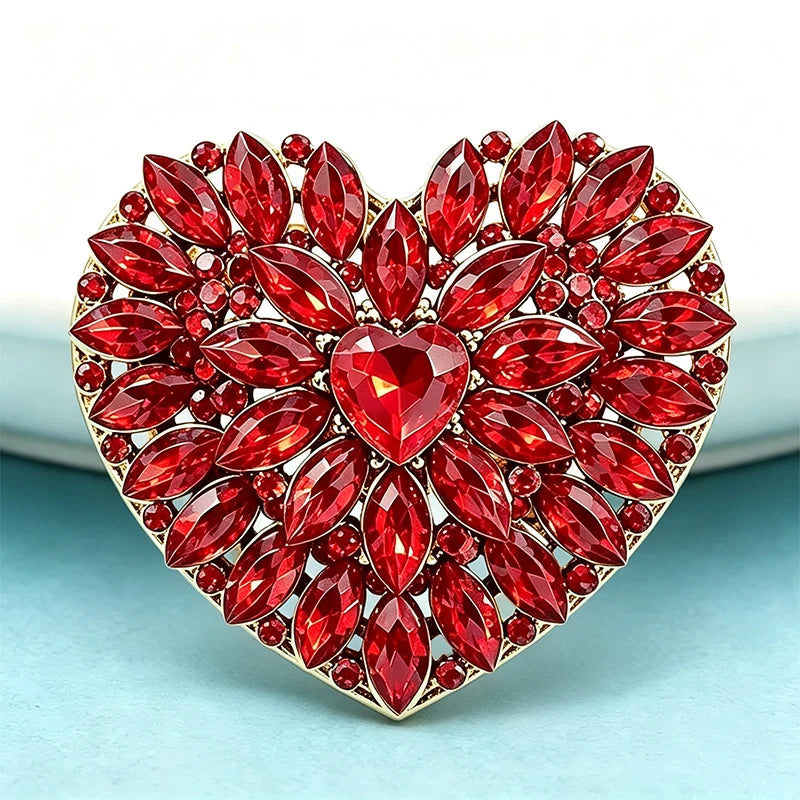 PENDRA Amoura 2-Color Crystal Heart Brooch