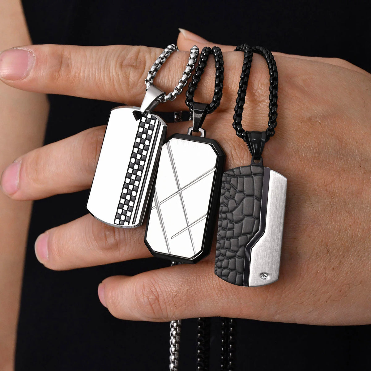 Stylish Mens Pendant Necklace,Stainless Steel Dog Tag Necklaces,Trendy Jewelry Gifts for Husband Father Son BBF