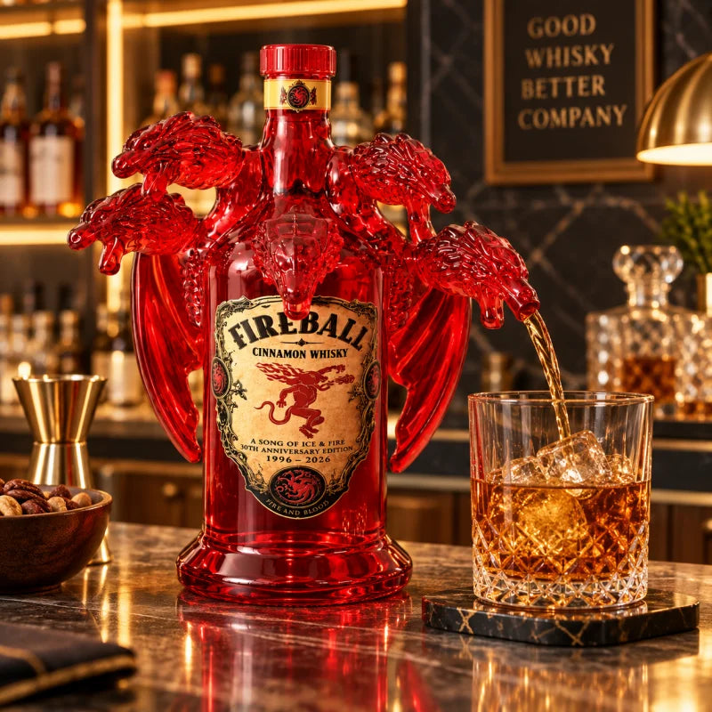 Fantasy Five Dragon Glass Liquor Decanter Red Spirits Bottle Decorative Whiskey Container for Home Bar Display