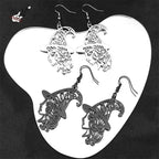 Witch Girl Hat Flower Drop Earring for Women Stainless Steel Black Silver Color Hollow Wicca Halloween Earrings Jewelry