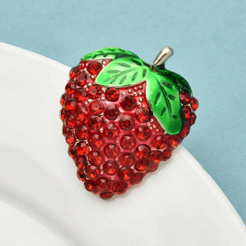PENDRA Strawberrya Enamel Strawberry Brooch