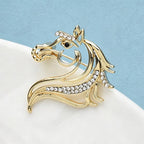 PENDRA Rhinestone Strong Horse Head Brooch
