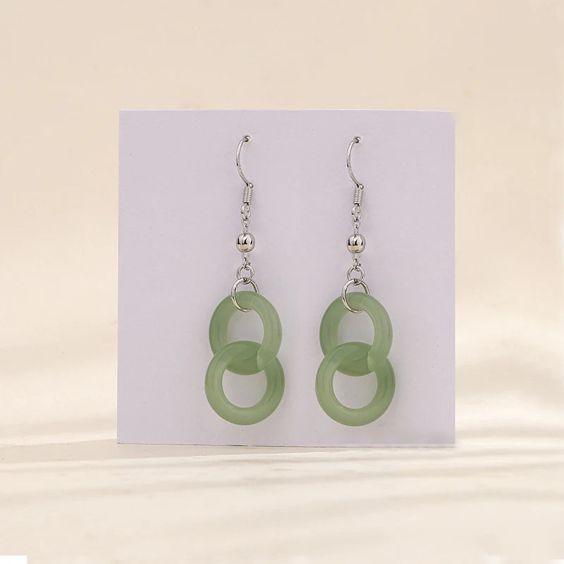 VENTFILLE 925 Silver Gold Color Hetian Jade Earrings for Women Girls Festival Gift Green Round Jewelry Dropshipping Wholesale