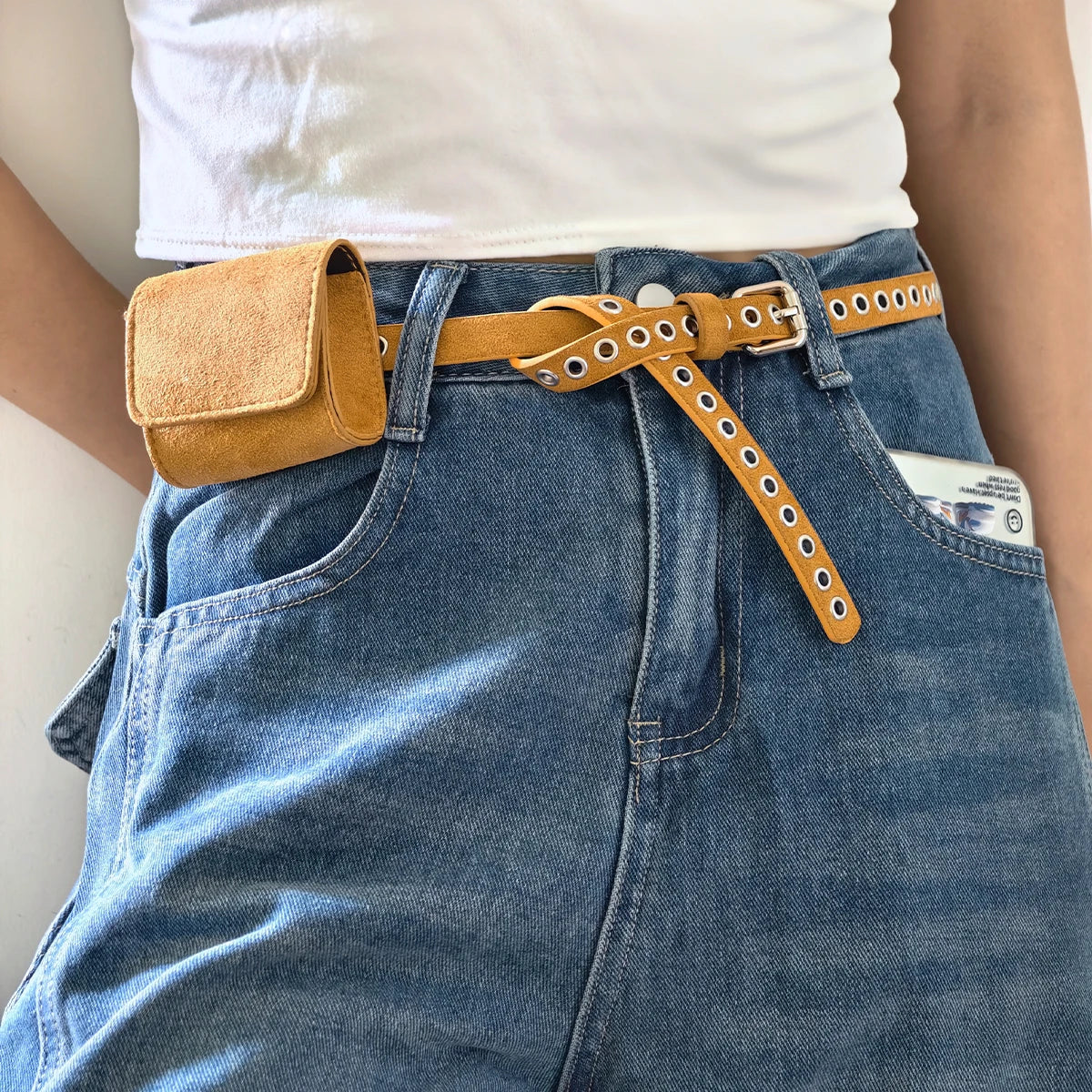 Suede Leather Chain Waist Bag Shoulder Strap WOMEN'S Belt Bag Waist Wallet Fashion Waist Bag Detachable Play Waist Belt