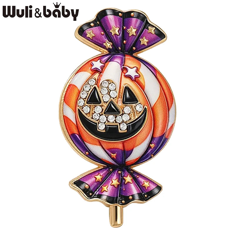 PENDRA Candyra Halloween Enamel Pumpkin Brooch