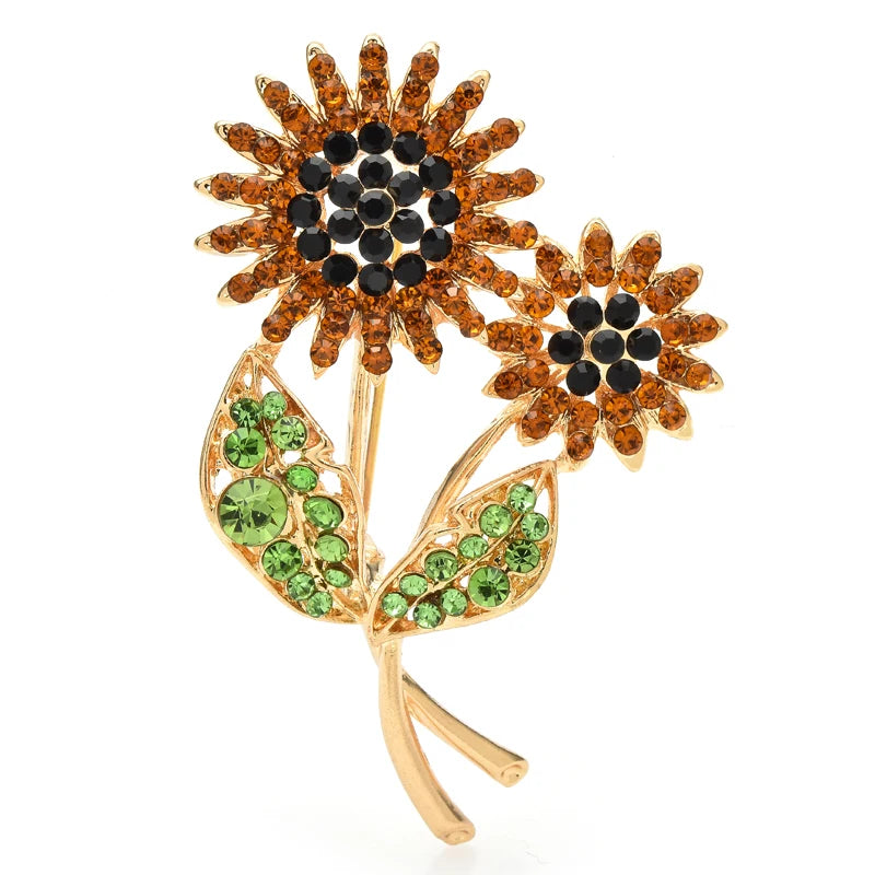 PENDRA Solara Rhinestone Sunflower Brooch