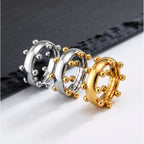 New Mini Metal Ball Bend Ring for Men,Stainless Steel Vintage Finger Rings,Punk Classic Party Jewelry Gifts