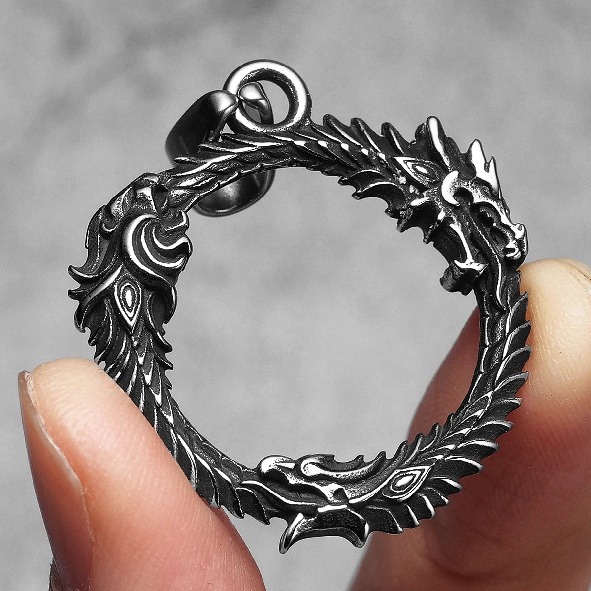 PENDRA Triple Dragon Steel Ring