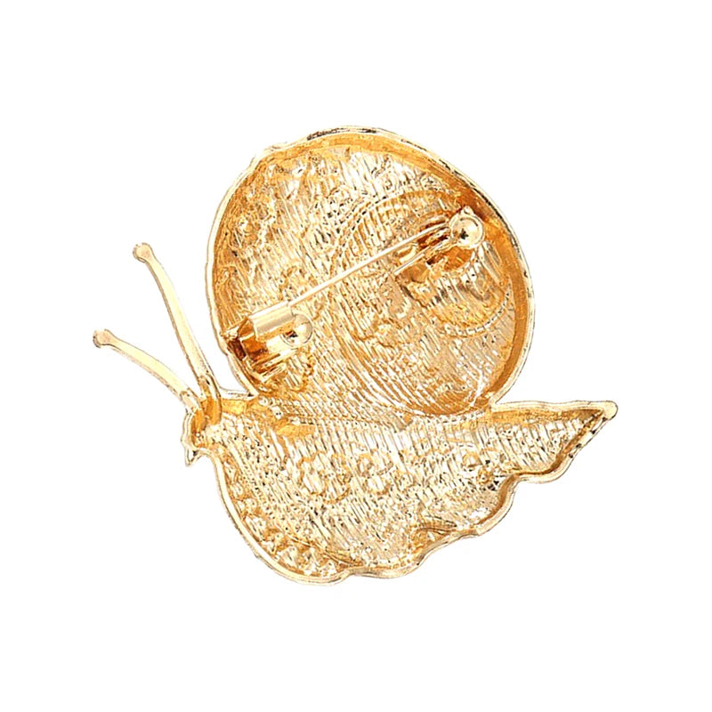 PENDRA Garden Snail Rhinestone Enamel Brooch